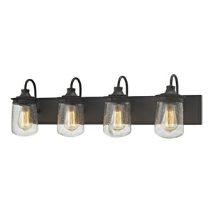 Atlas Hamel 10" High 1-Light Wall Sconce - Mission-Inspired Design with Tapered Seeded Glass Shade Oil Rubbed Bronze 32'' WL11315-BZ