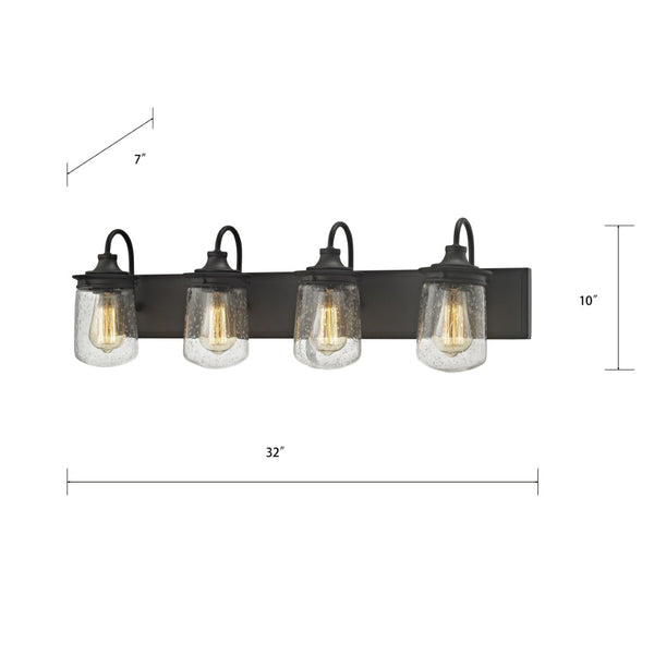 Atlas Hamel 10" High 1-Light Wall Sconce - Mission-Inspired Design with Tapered Seeded Glass Shade Oil Rubbed Bronze 32'' WL11315-BZ