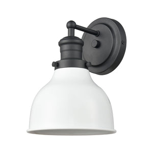 Atlas Haralson 10" High 1-Light Sconce - Charcoal Metal Shade for Elegant Bathroom & Hallway Lighting WL11316-BK2