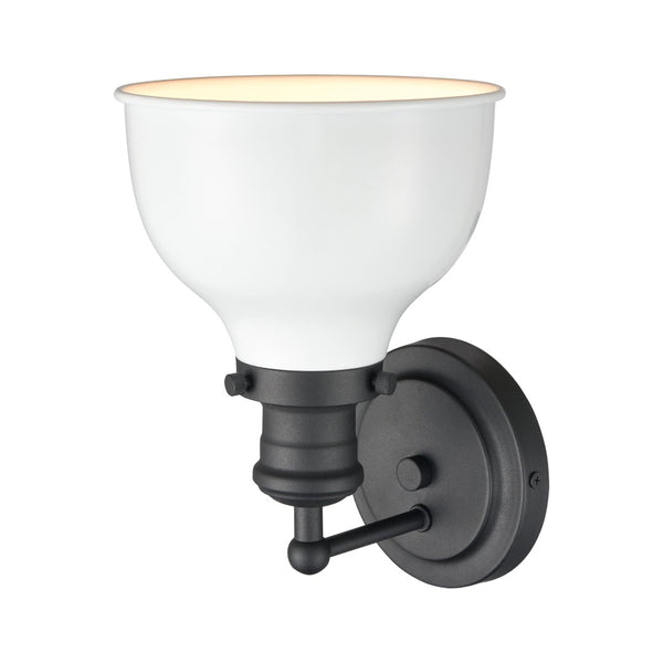 Atlas Haralson 10" High 1-Light Sconce - Charcoal Metal Shade for Elegant Bathroom & Hallway Lighting WL11316-BK2
