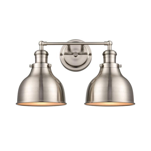 Atlas Haralson 2-Light Vanity Light Fixture – Elegant Metal Shades for Modern Bathroom Illumination Satin Nickel 17'' WL11317-NK