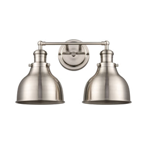Atlas Haralson 2-Light Vanity Light Fixture – Elegant Metal Shades for Modern Bathroom Illumination Satin Nickel 17'' WL11317-NK