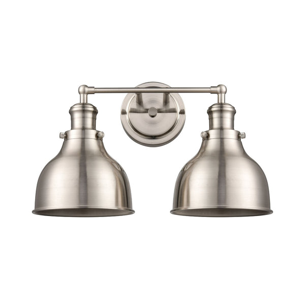 Atlas Haralson 2-Light Vanity Light Fixture – Elegant Metal Shades for Modern Bathroom Illumination Satin Nickel 17'' WL11317-NK