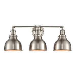 Atlas Haralson 2-Light Vanity Light Fixture – Elegant Metal Shades for Modern Bathroom Illumination Satin Nickel 24'' WL11318-NK