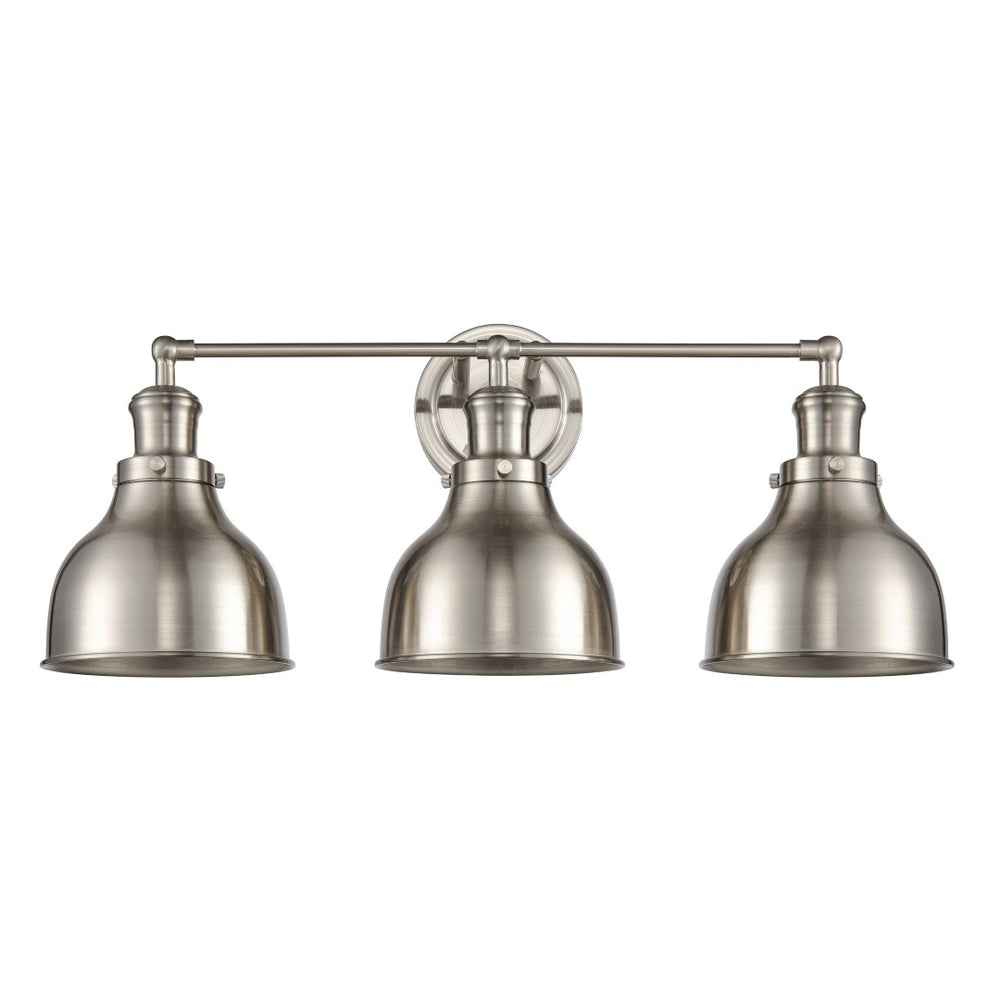 Atlas Haralson 2-Light Vanity Light Fixture – Elegant Metal Shades for Modern Bathroom Illumination Satin Nickel 24'' WL11318-NK