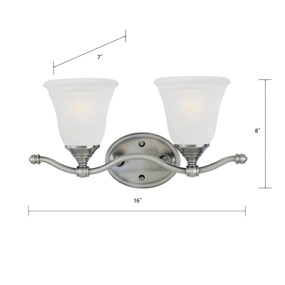 Atlas Harmony 2-Light Vanity Light Fixture - Elegant Satin Pewter & Frosted Glass for Timeless Style WL11319-SV