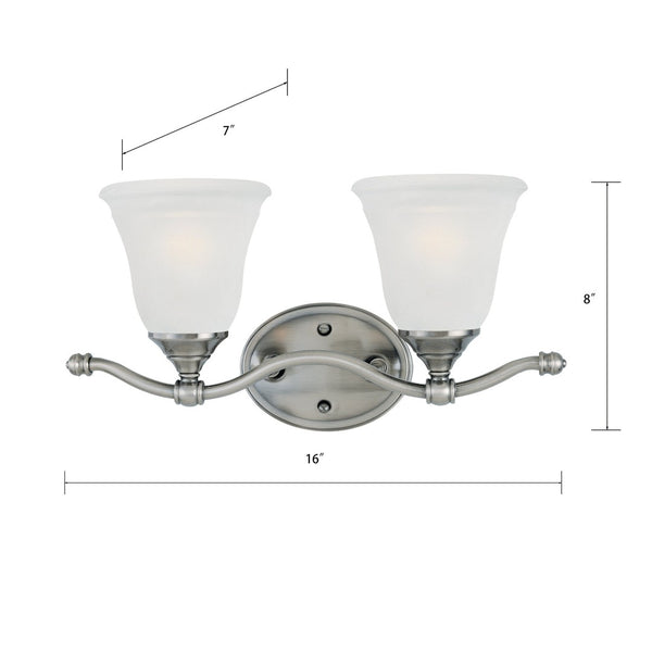 Atlas Harmony 2-Light Vanity Light Fixture - Elegant Satin Pewter & Frosted Glass for Timeless Style WL11319-SV