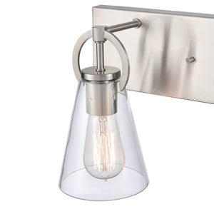 Atlas Harnell 2-Light Vanity Light Fixture - Elegant Glass Shades with Modern Charm for Bathrooms Brushed Nickel WL11321-NK