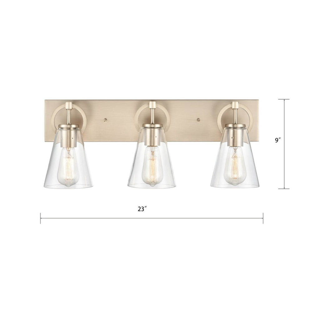 Atlas Harnell 2-Light Vanity Light Fixture - Elegant Glass Shades with Modern Charm for Bathrooms Champagne Gold 23'' WL11322-GD