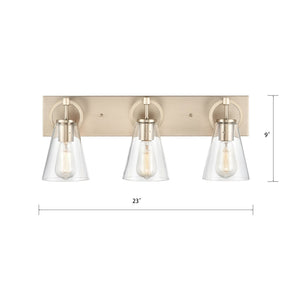 Atlas Harnell 2-Light Vanity Light Fixture - Elegant Glass Shades with Modern Charm for Bathrooms Champagne Gold 23'' WL11322-GD