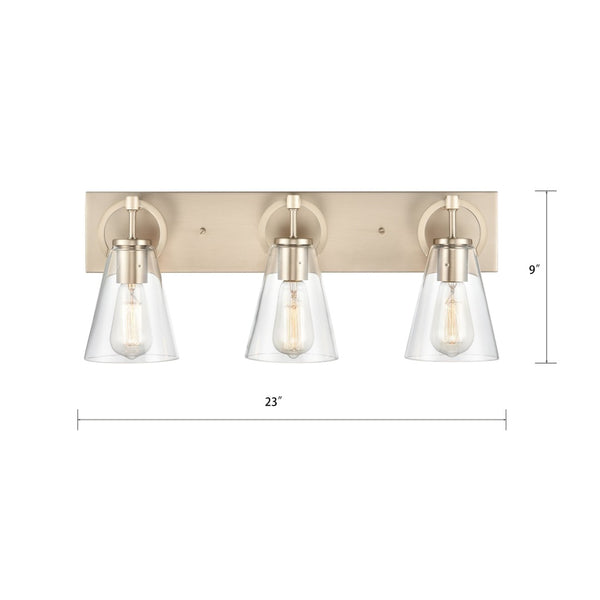 Atlas Harnell 2-Light Vanity Light Fixture - Elegant Glass Shades with Modern Charm for Bathrooms Champagne Gold 23'' WL11322-GD