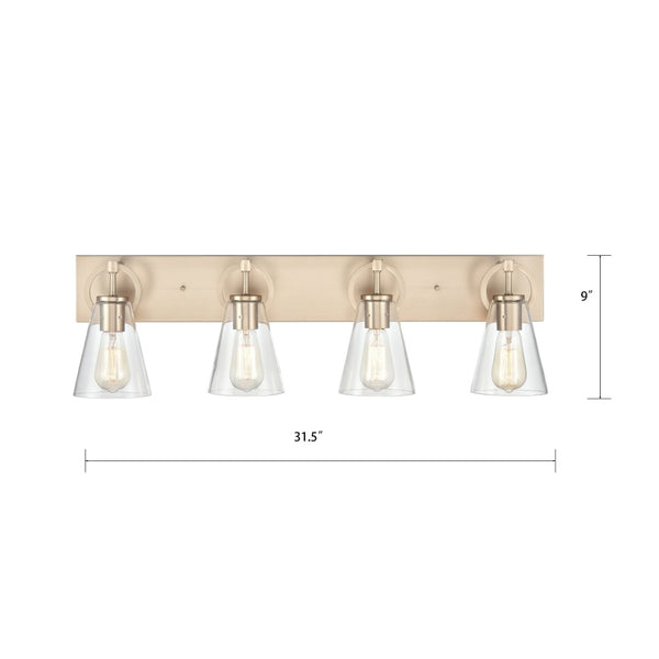 Atlas Harnell 2-Light Vanity Light Fixture - Elegant Glass Shades with Modern Charm for Bathrooms Champagne Gold 31.5'' WL11323-GD