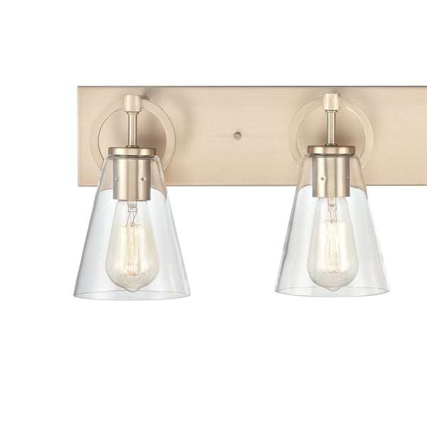 Atlas Harnell 2-Light Vanity Light Fixture - Elegant Glass Shades with Modern Charm for Bathrooms Champagne Gold 31.5'' WL11323-GD