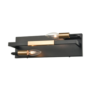 Atlas Heathrow 2-Light Vanity Light Fixture – Contemporary Design with Satin Brass Accents for Modern Spaces Matte Black 15'' WL11324-BK
