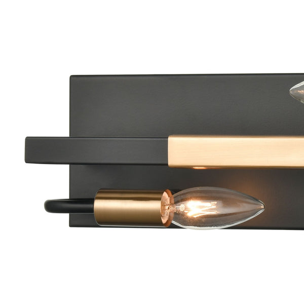 Atlas Heathrow 2-Light Vanity Light Fixture – Contemporary Design with Satin Brass Accents for Modern Spaces Matte Black 15'' WL11324-BK