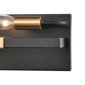 Atlas Heathrow 2-Light Vanity Light Fixture – Contemporary Design with Satin Brass Accents for Modern Spaces Matte Black 15'' WL11324-BK