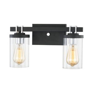 Atlas Holdfast 2-Light Vanity Light Fixture - Modern Design with Buckle Detail and Polished Chrome Accents Charcoal 15'' WL11326-BK