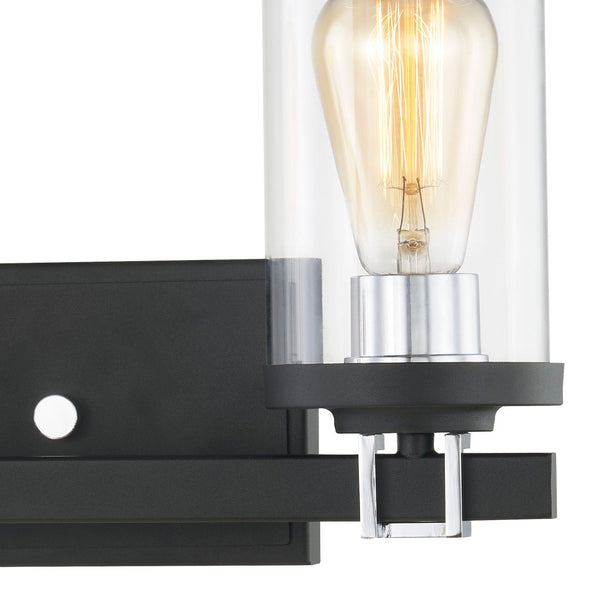 Atlas Holdfast 2-Light Vanity Light Fixture - Modern Design with Buckle Detail and Polished Chrome Accents Charcoal 15'' WL11326-BK