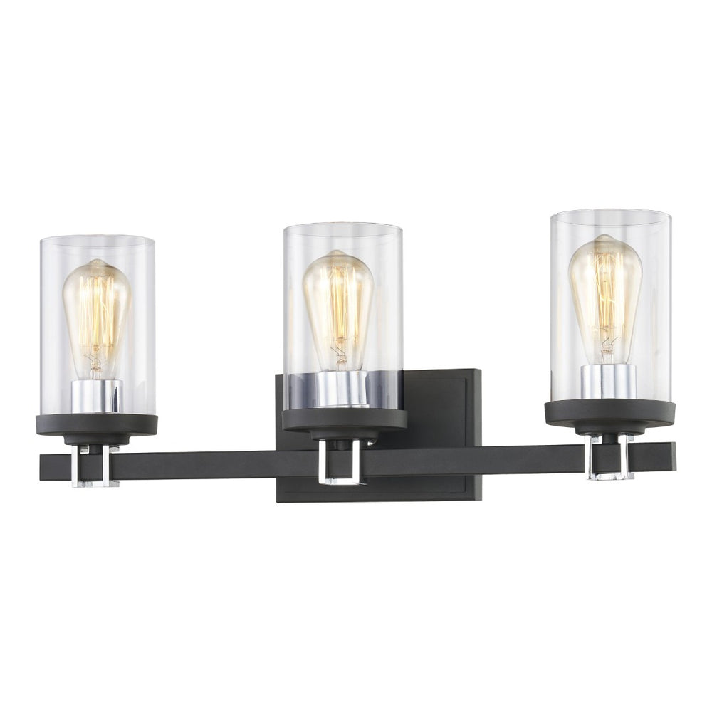 Atlas Holdfast 22" Wide 3-Light Vanity Light - Modern Industrial Design with Charcoal & Chrome Accents WL11327-BK1