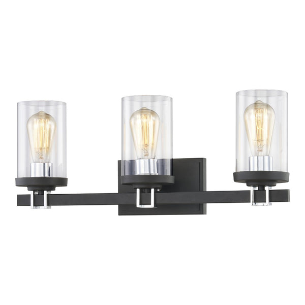 Atlas Holdfast 22" Wide 3-Light Vanity Light - Modern Industrial Design with Charcoal & Chrome Accents WL11327-BK1