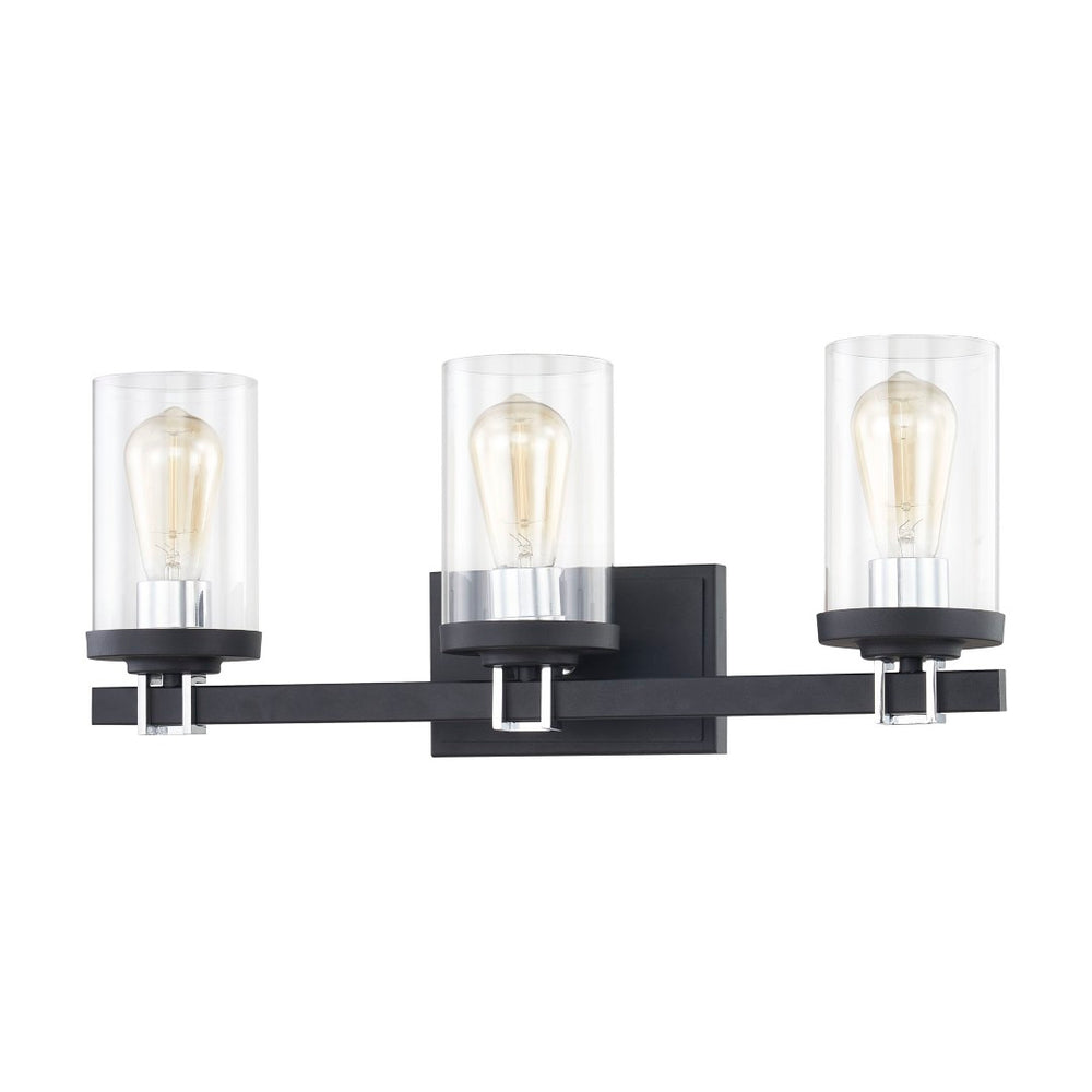Atlas Holdfast 22" Wide 3-Light Vanity Light - Modern Industrial Design with Charcoal & Chrome Accents WL11327-BK1
