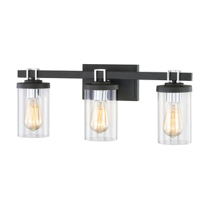 Atlas Holdfast 22" Wide 3-Light Vanity Light - Modern Industrial Design with Charcoal & Chrome Accents WL11327-BK1