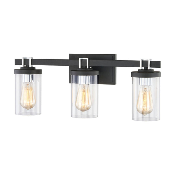 Atlas Holdfast 22" Wide 3-Light Vanity Light - Modern Industrial Design with Charcoal & Chrome Accents WL11327-BK1