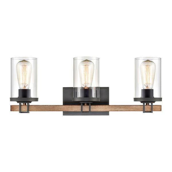 Atlas Holdfast 22'' Wide 3-Light Vanity Light - Modern Industrial Style with Charcoal & Chrome Finish WL11327-BK2