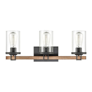 Atlas Holdfast 22'' Wide 3-Light Vanity Light - Modern Industrial Style with Charcoal & Chrome Finish WL11327-BK2