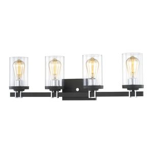 Atlas Holdfast 2-Light Vanity Light Fixture - Modern Design with Buckle Detail and Polished Chrome Accents Charcoal 28'' WL11328-BK1