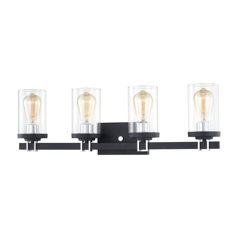 Atlas Holdfast 2-Light Vanity Light Fixture - Modern Design with Buckle Detail and Polished Chrome Accents Charcoal 28'' WL11328-BK1