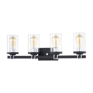 Atlas Holdfast 2-Light Vanity Light Fixture - Modern Design with Buckle Detail and Polished Chrome Accents Charcoal 28'' WL11328-BK1