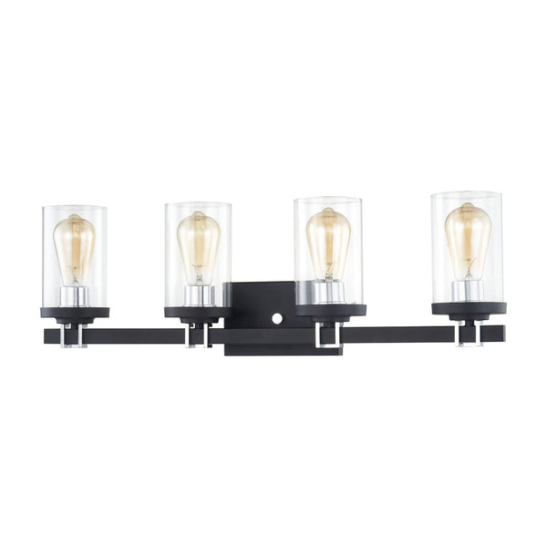 Atlas Holdfast 2-Light Vanity Light Fixture - Modern Design with Buckle Detail and Polished Chrome Accents Charcoal 28'' WL11328-BK1