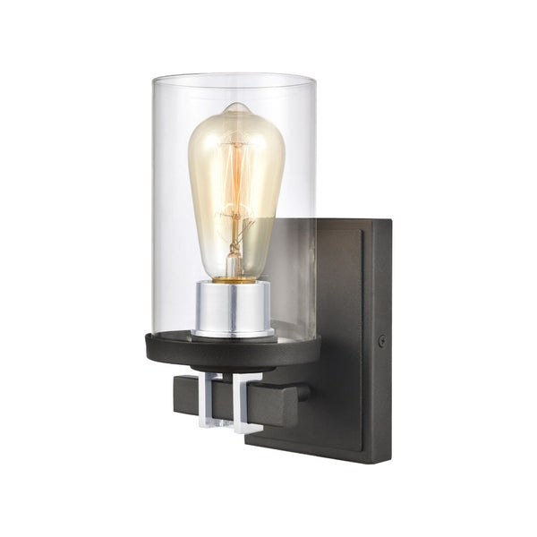 Atlas Holdfast 9'' High 1-Light Sconce with Metal Buckle Detail - Charcoal & Chrome for Modern Spaces WL11329-BK1
