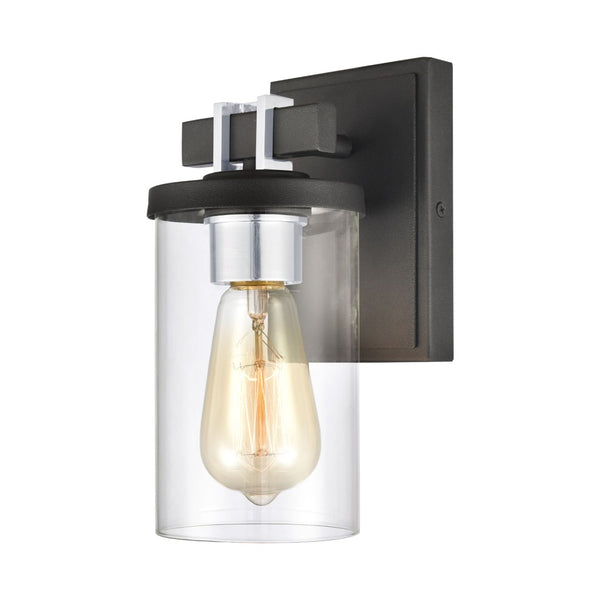 Atlas Holdfast 9'' High 1-Light Sconce with Metal Buckle Detail - Charcoal & Chrome for Modern Spaces WL11329-BK1