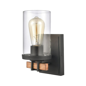 Atlas Holdfast 9'' High 1-Light Sconce – Modern Industrial Charcoal & Chrome Fixture for Stylish Spaces WL11329-BK2