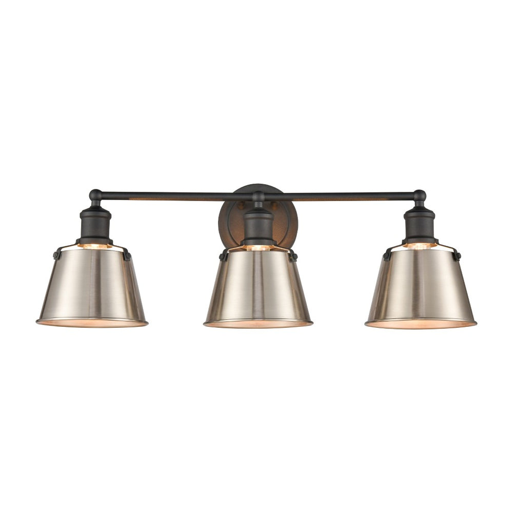 Atlas Holgate 24'' Wide 3-Light Industrial Vanity Light - Charcoal with Satin Nickel Accents for Style WL11330-NK