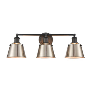 Atlas Holgate 24'' Wide 3-Light Industrial Vanity Light - Charcoal with Satin Nickel Accents for Style WL11330-NK