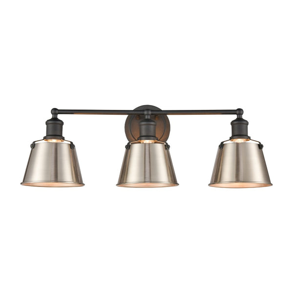 Atlas Holgate 24'' Wide 3-Light Industrial Vanity Light - Charcoal with Satin Nickel Accents for Style WL11330-NK