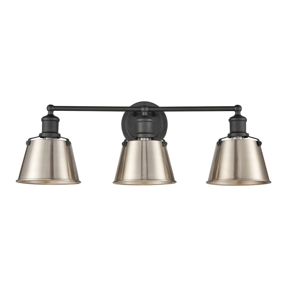 Atlas Holgate 24'' Wide 3-Light Industrial Vanity Light - Charcoal with Satin Nickel Accents for Style WL11330-NK