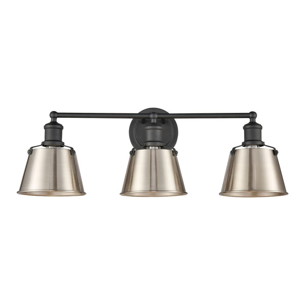 Atlas Holgate 24'' Wide 3-Light Industrial Vanity Light - Charcoal with Satin Nickel Accents for Style WL11330-NK
