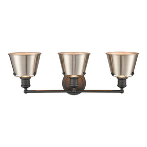Atlas Holgate 24'' Wide 3-Light Industrial Vanity Light - Charcoal with Satin Nickel Accents for Style WL11330-NK