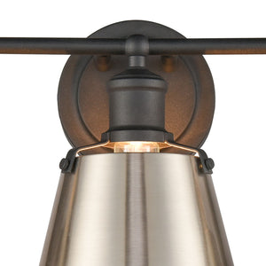 Atlas Holgate 24'' Wide 3-Light Industrial Vanity Light - Charcoal with Satin Nickel Accents for Style WL11330-NK