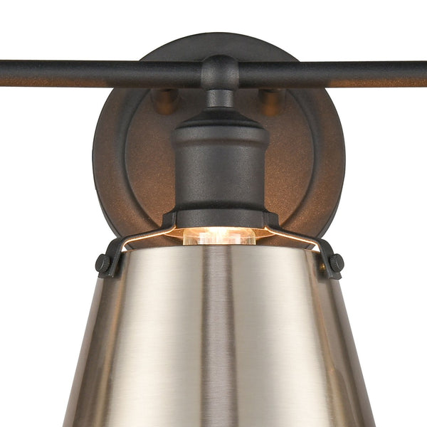 Atlas Holgate 24'' Wide 3-Light Industrial Vanity Light - Charcoal with Satin Nickel Accents for Style WL11330-NK
