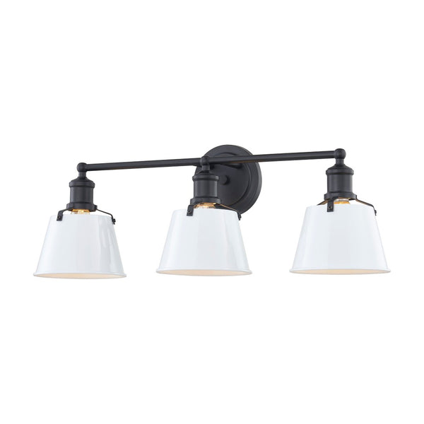 Atlas Holgate 3-Light Vanity Light Fixture - Charcoal Modern Farmhouse Style for Kitchens & Bathrooms WL11330-WH