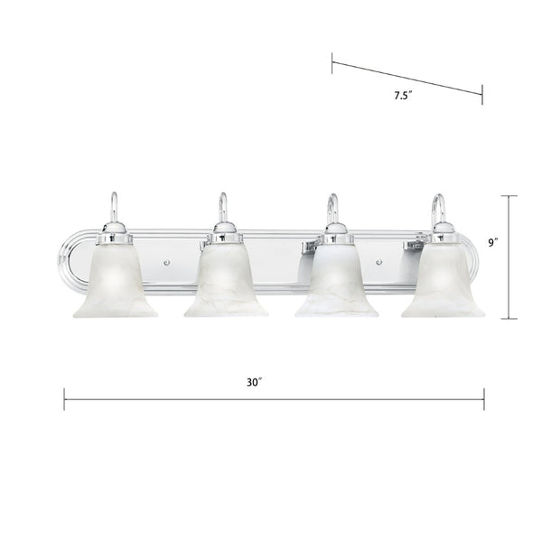 Atlas Homestead 2-Light Vanity Fixture with Smoked Glass Shades for Timeless Bathroom Illumination Chrome 30'' WL11334-CH