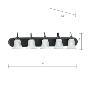 Atlas Homestead 2-Light Vanity Fixture with Smoked Glass Shades for Timeless Bathroom Illumination Painted Bronze 36'' WL11335-BZ