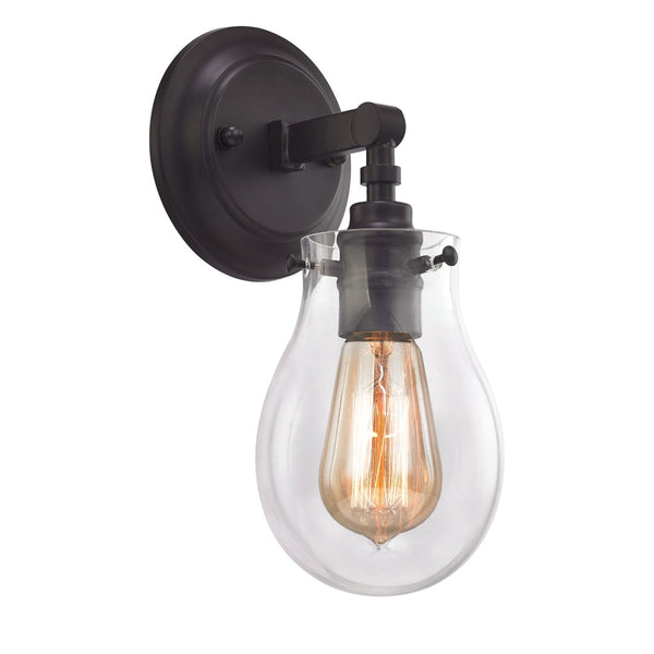 Atlas Jaelyn 1-Light Wall Sconce - Elegant Industrial Design with Clear Glass Shade for Home Lighting Oil Rubbed Bronze 5'' WL11343-BZ