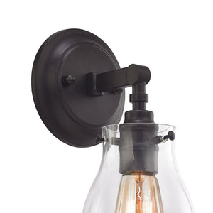 Atlas Jaelyn 1-Light Wall Sconce - Elegant Industrial Design with Clear Glass Shade for Home Lighting Oil Rubbed Bronze 5'' WL11343-BZ