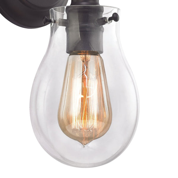 Atlas Jaelyn 1-Light Wall Sconce - Elegant Industrial Design with Clear Glass Shade for Home Lighting Oil Rubbed Bronze 5'' WL11343-BZ